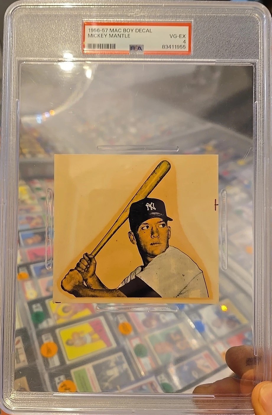 1956-57 Mac Boy Decal Mickey Mantle Yankees PSA 4 VG-EX  1955