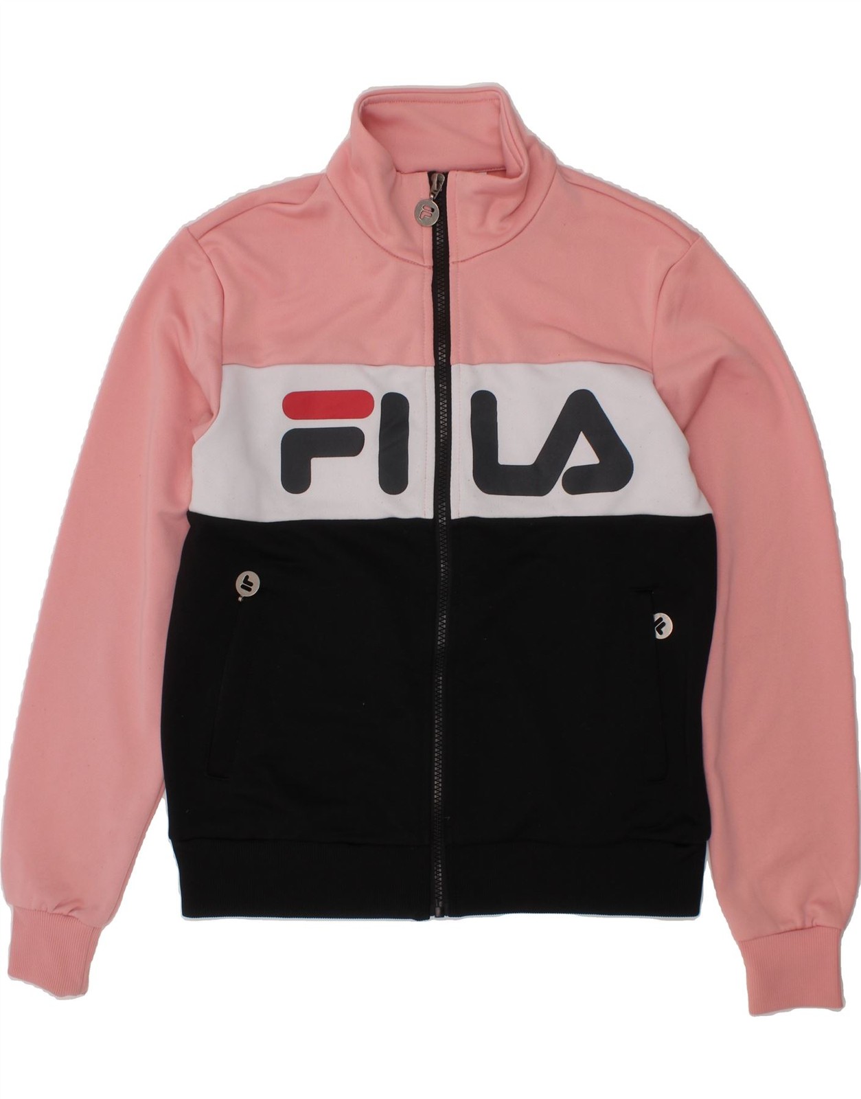 FILA giacca tuta donna grafica top UK 6 XS rosa colorblock DQ58
