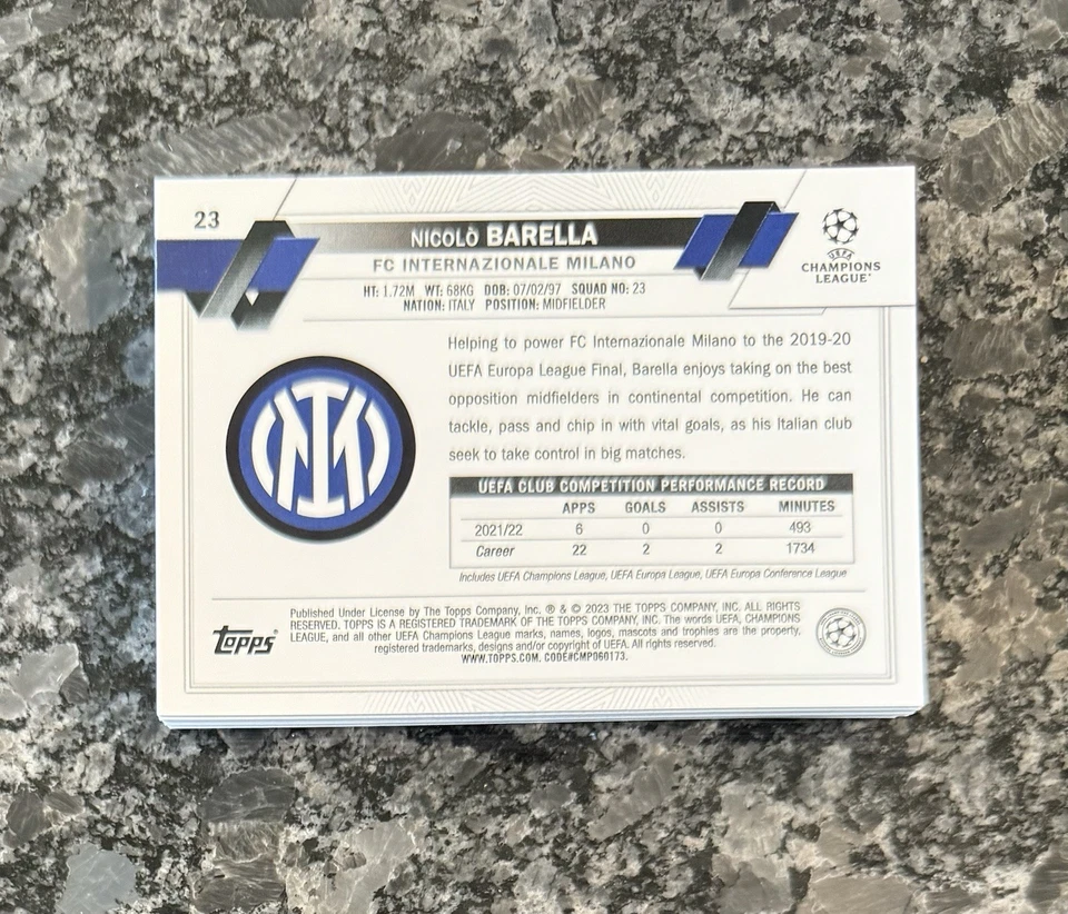 LOT (13) 2022-23 Topps Chrome UEFA Club Competitions NICOLO BARELLA #23 Cards - Image 2 of 2