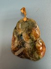 Antique Chinese Carved JADE JADEITE 14K Pendant 2.75" 28G — photo 4