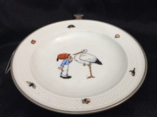 VINTAGE GERMAN WMF PORCELAIN BABY FOOD BOWL WITH SILVER PLATE WARMING BASE, 8.5"