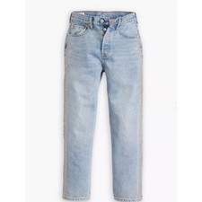 Levi's 501 Premium Crop High-rise Straight Leg Denim Jeans Size 29x30 Light Wash