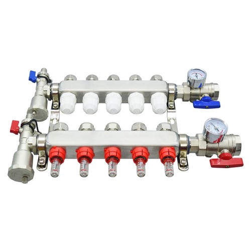 1/2" Stainless Steel Floor Manifold PEX Manifold Heating Radiant Floor 5-Branch - Picture 5 of 19