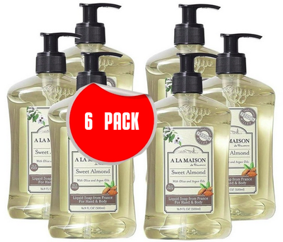 #ad A LA MAISON Liquid Soap For Hand amp; Body Sweet Almond 16.9 fl.oz. 6 PACK $29.90