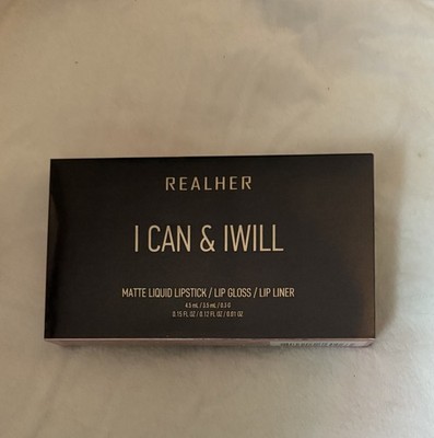 REALHER I CAN & I WILL Mauve Liquid Lipstick, Gloss & Liner Set Matte/Gloss