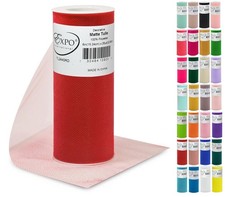Red Matte Tulle Fabric Roll 6 Inch x 25 Yards for Tutus Crafts Party Decor