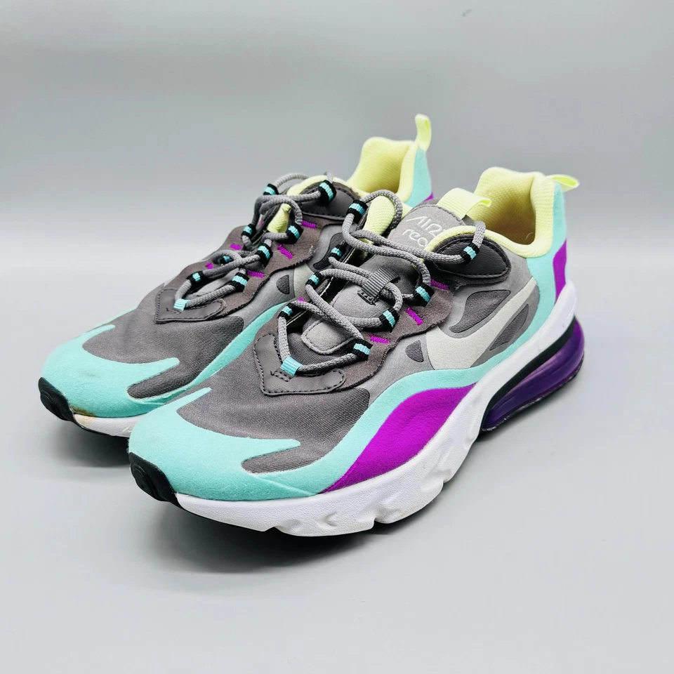 Nike Zapatos Niños 7 Mujeres 8.5 Gris Púrpura Air Max 270 React Tenis Entrenadores Foto 4 de 4