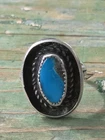 Vtg Native American Sterling Silver Turquoise Ring Size 8.75 Authentic