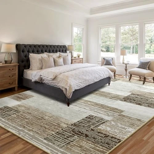 Large Area Rugs,Modern Geometric Patchwork Floor Decor for 5x8 Feet Beige - Image 4 of 4