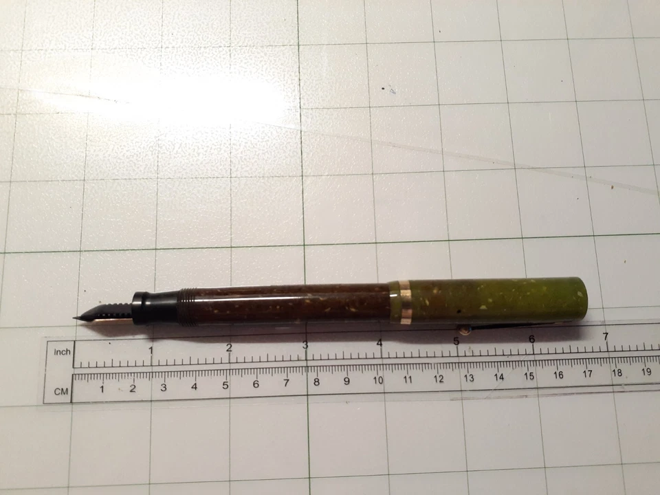 Sheaffer J8C 1929 Jade Verde Oro Relleno Palanca Relleno Largo Jorobado Clip Foto 4 de 4