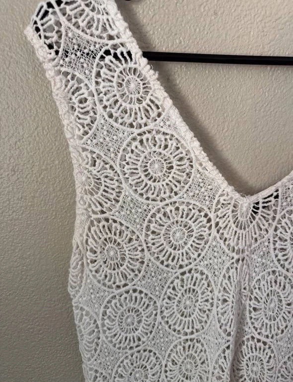 Vestido Calzedonia Cubre Mujeres Blanco Crochet Playa Túnica Traje de Baño Corey M/L Foto 3 de 4