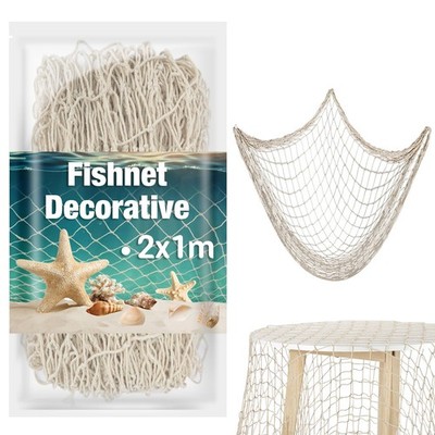 Sukh 1 Stück Fischnetz Deko - Deko 2x1m, beige - 1 Stück 