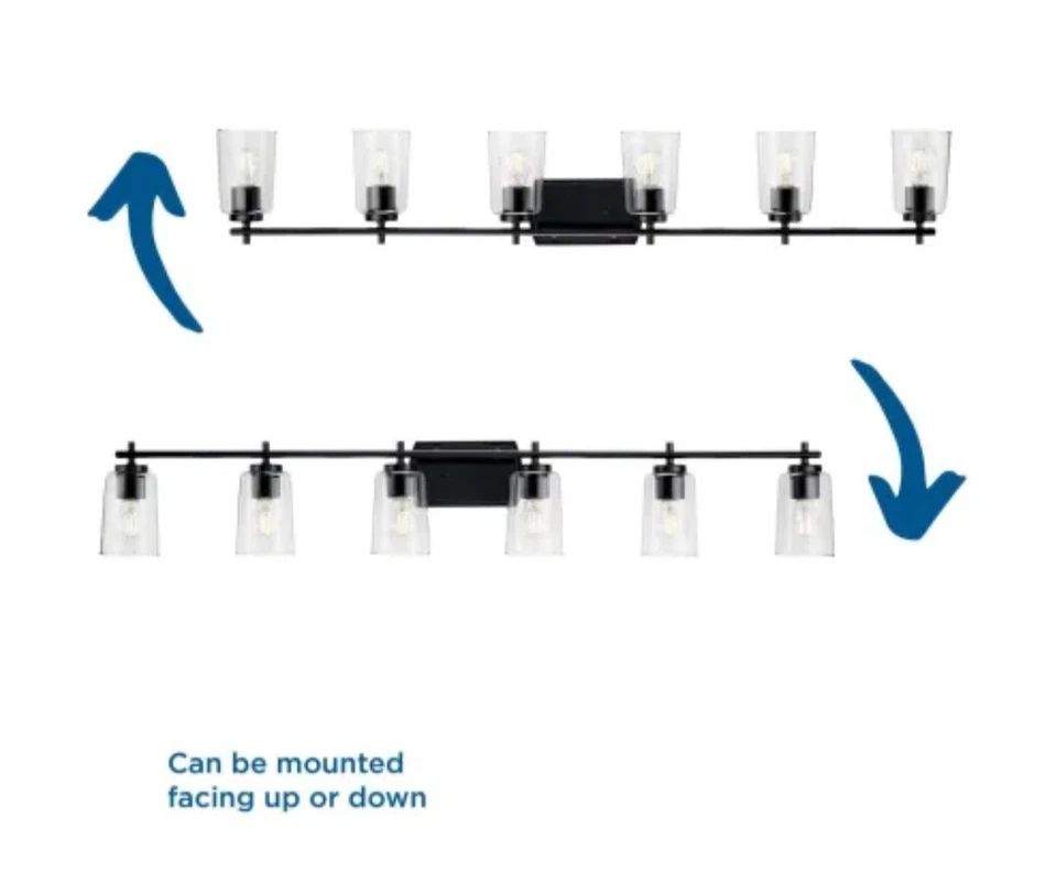 Adley 6 Light 49" Wide Bathroom Vanity Light with Clear Glass Shades Box Damaged - Image 3 of 4