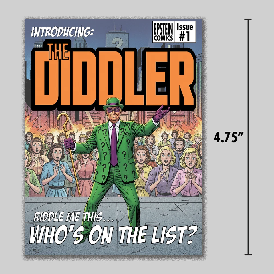 ACORN TACTICAL Anti-Trump Sticker "The Diddler" Funny Epstein Comic Parody 4.75" Vinyl Decal