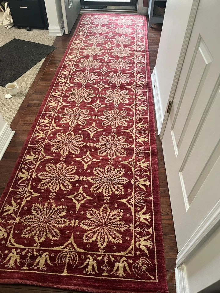 EORC Handmade Afghan Wool Red Transitional All Over  Turkish Knot Rug/Adamczak - Image 2 of 4