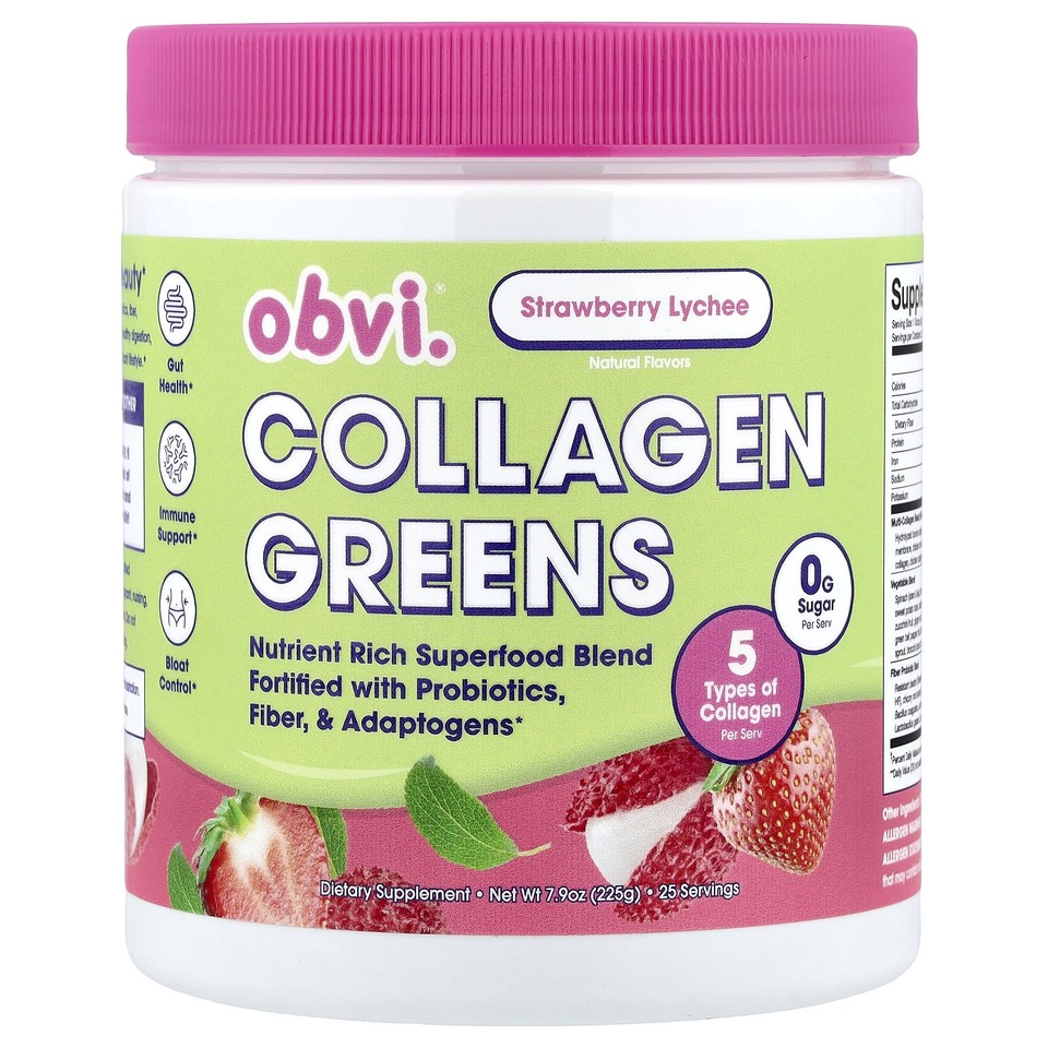 Collagen Greens, Strawberry Lychee, 7.9 oz (225 g)