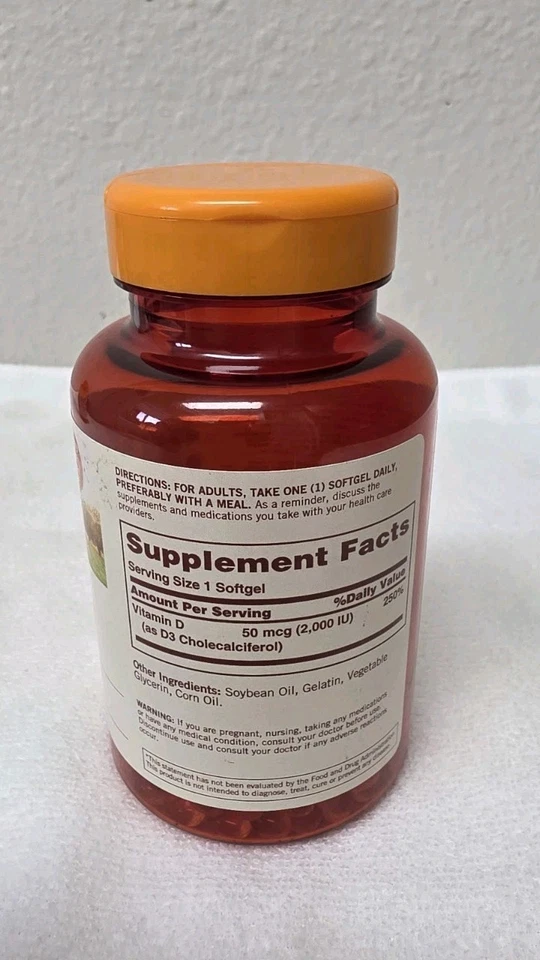SUNDOWN Vitamina D3 2000iu 50mcg 350 cápsulas blandas *Dientes óseos salud inmune* EXP-10/26 Foto 2 de 4