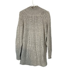 Caslon Women’s Gray Mock Neck Long Sleeve Cable Knit Sweater Dress Size M