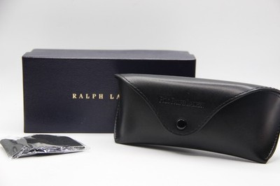 RALPH LAUREN BLACK LEATHER AUTHENTIC EYEGLASSES SUNGLASSES BUTTON CASE CLOTH BOX