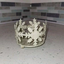 Beautiful Jar Candle Holder SNOWFLAKE Holidays Winter White Frosty