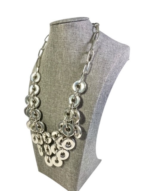 Cascade Statement Necklace Multiple Silver tone L… - image 5