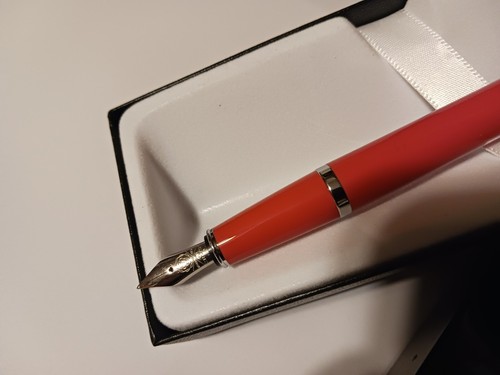 RARE CROSS CORAL SHOCK AND CHROME BAILEY FOUNTAIN PEN NEW IN BOX - Picture 3 of 8