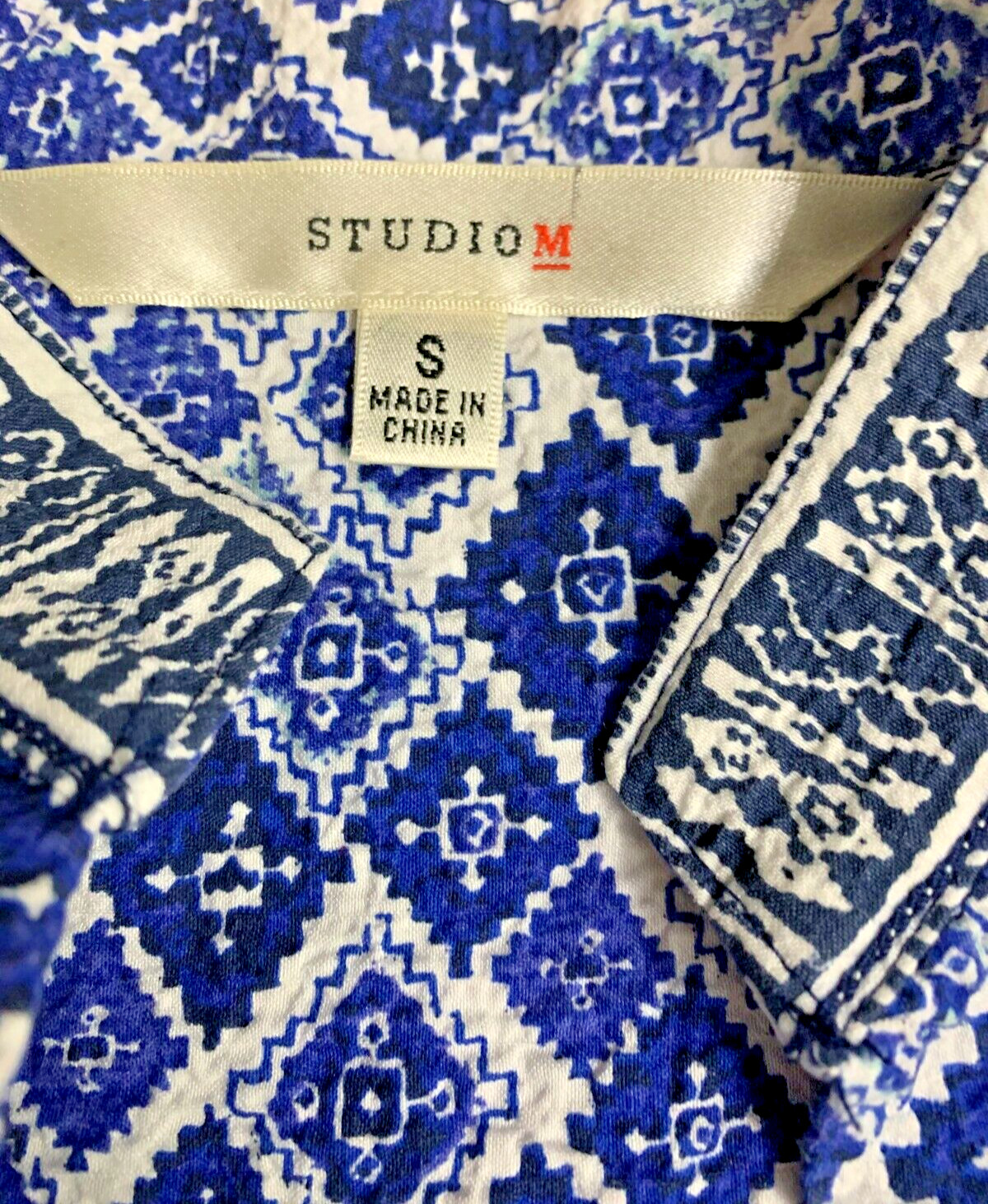 Studio M S Blue Geometric Print Split Neckline Ma… - image 6
