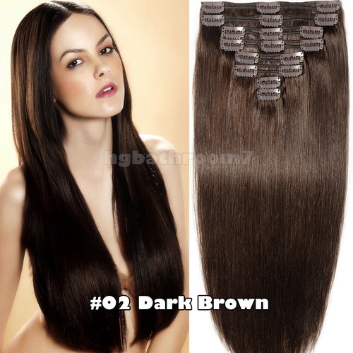 S-noilite Any Color Thick Clip In Real Human Hair Extensions Double Weft US FAST - Picture 14 of 37