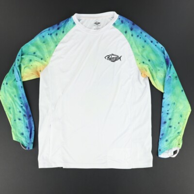 Palmyth Mahi Mahi Fishing Colorblock Shirt White Men's M