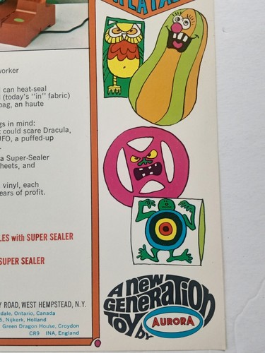 AURORA Plastics HATEABLE INFLATABLES, PARAPHENALIA SUPER SEALER AD Slick 1970s - Picture 7 of 18