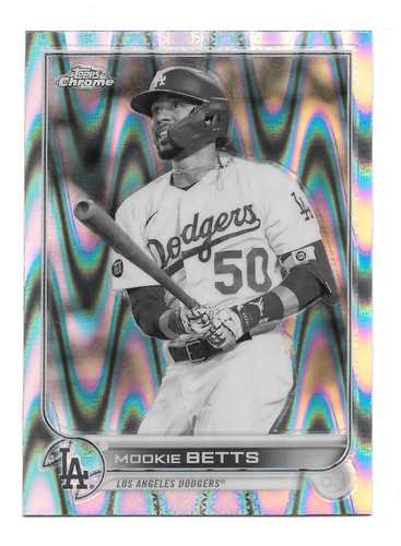 2022 Topps Chrome - #100 Mookie Betts Black and White Wave Los Angeles Dodgers - Picture 2 of 3