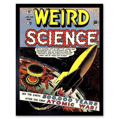 Zeitschriftencover 1951 Weird Science Sci Fi Atomkrieg Weltraum 12 x 16 gerahmter Kunstdruck