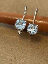 14k Yellow Gold Solitaire CZ Leverback Earrings