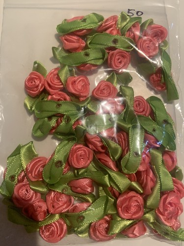 Bundle Rose Buds Satin Ribbon Flowers Rosebuds Crafts,Card Making Scrap Booking - Picture 3 of 4