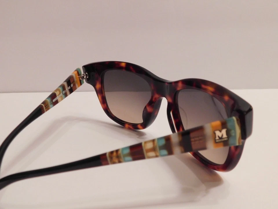 Missoni Brown Tortoiseshell Sunglasses / Signature Stripe Temples, Case Included - Image 3 of 4