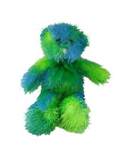 Kuddle Me Teddy Bear Plush Green Blue Fuzzy Stuffed Animal Made In The USA 10"