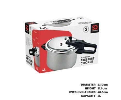 SQ Professional 4L Pressure Cooker Lightweight Aluminium Casserole Steamer New