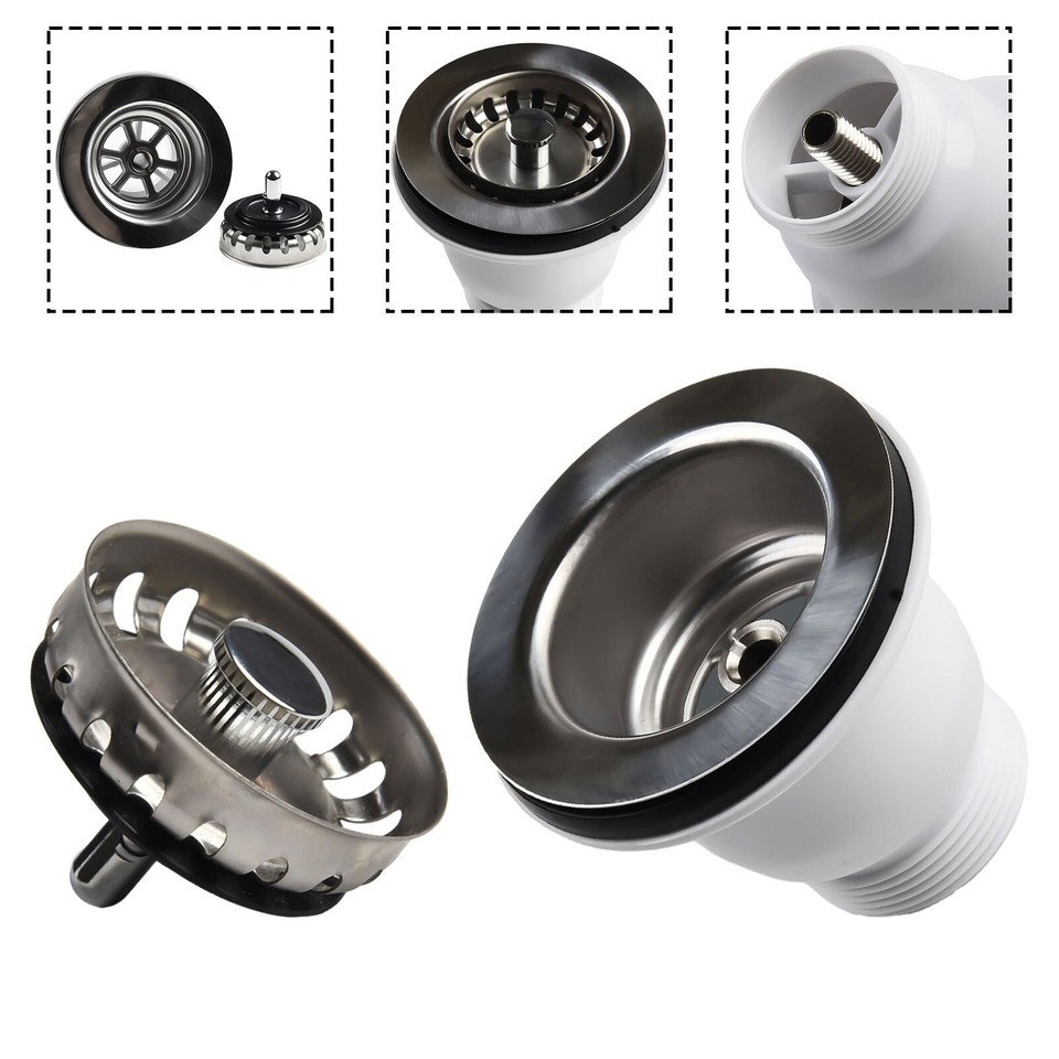 60mm Stainless Steel Sink Mini Basket Strainer Waste Kit 85mm Flange