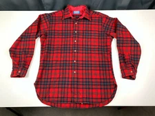Vtg Pendleton 100% Wool Board Shirt Long Sleeve Red Plaid Mens Large - Nice!