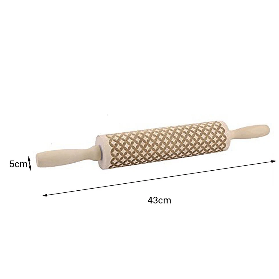 Household Cake Carving Wooden Rolling Pin Pastry Embossing Cake Rolling Pin Tool - Image 3 of 4