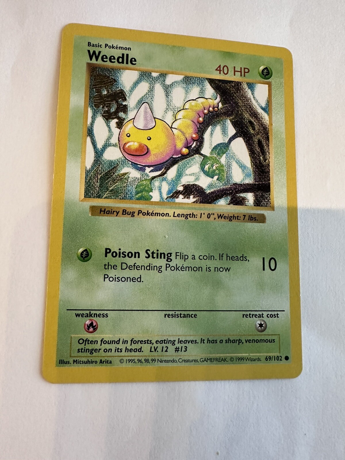 Pokemon Card: Weedle Shadowless 69/102 Base Set Rare! LP-NM 1999 Vintage