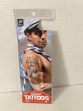 2 Temporary Sleeve Tattoos-Ship With The Sun And Birds  Roses