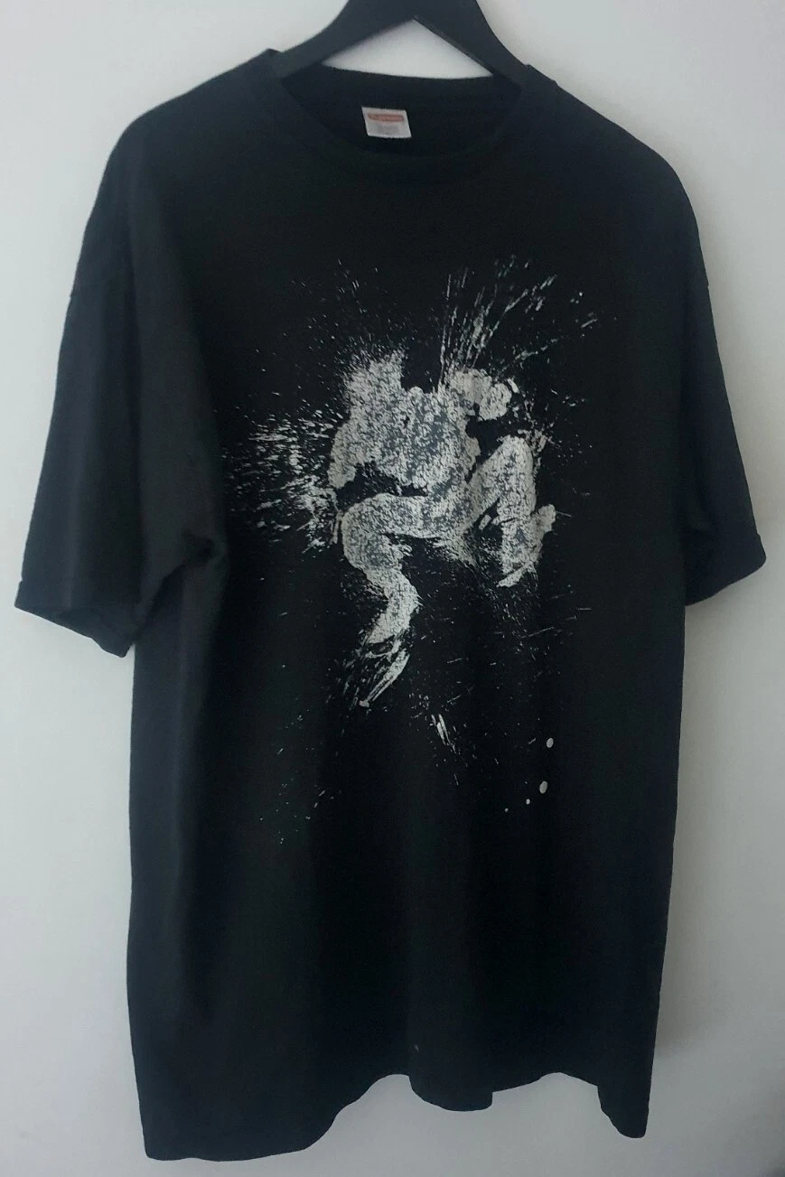 SS05 Supreme X Richard Hambleton Jump T Shirt XL Noir Éclaboussures Vintage 2005