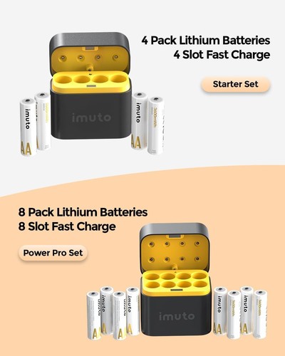 Rechargeable AA Batteries Lithium 8 Pack with Charger,3600Mwh 1.5V Constant Outp - Picture 6 of 8