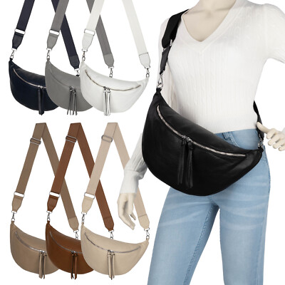 Bauchtasche XL Umhängetasche Crossbody-Bag Damen Tasche Kunstleder Italy-Design