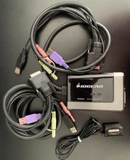Iogear 2-Port DVI-D Cable KVM Switch Audio and Mic - USED - GCS932U B