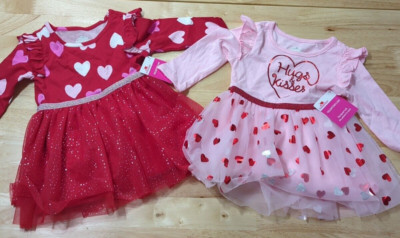 Way To Celebrate Valentine's Day Baby Girls Tutu Hearts 12M 2PACK