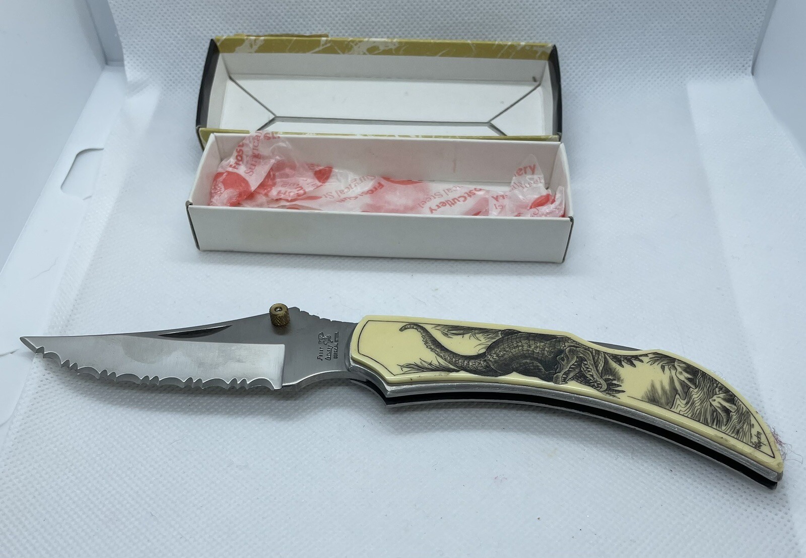 FROST CUTLERY Gator Pocket Knife QUICK SILVER STAINLESS New in Box eBay