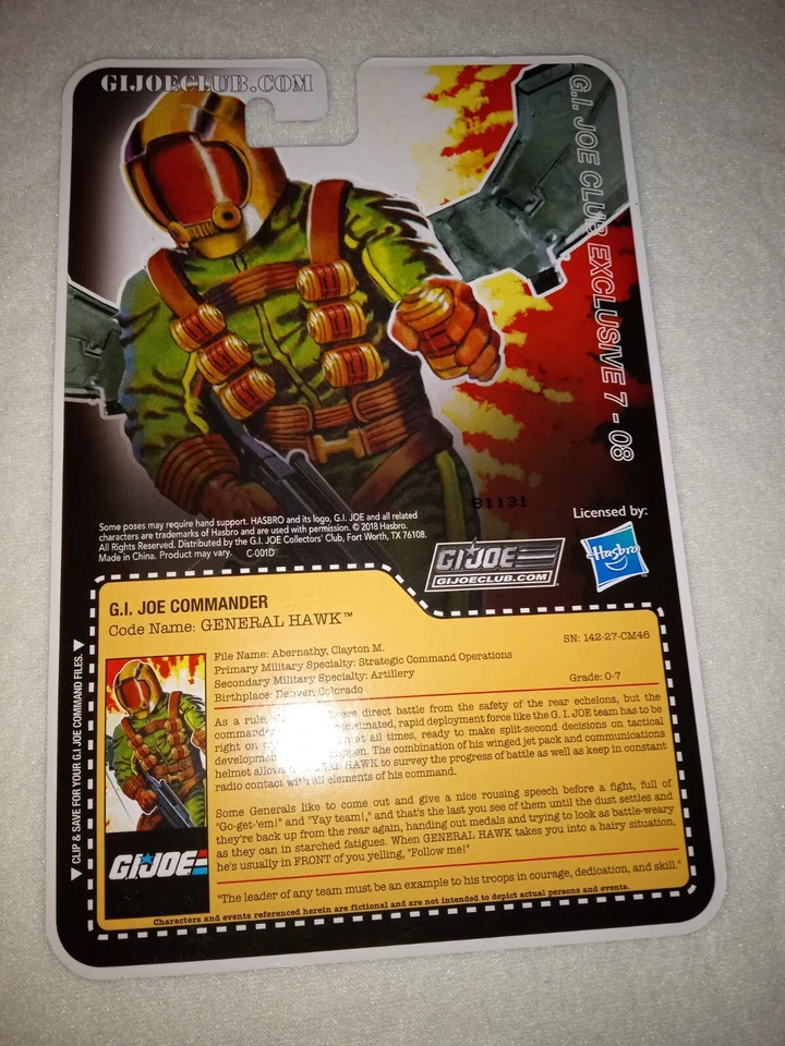 GI Joe Collectors Club 2018 exclusivo GI Joe Commander nombre en código General Hawk Foto 4 de 4