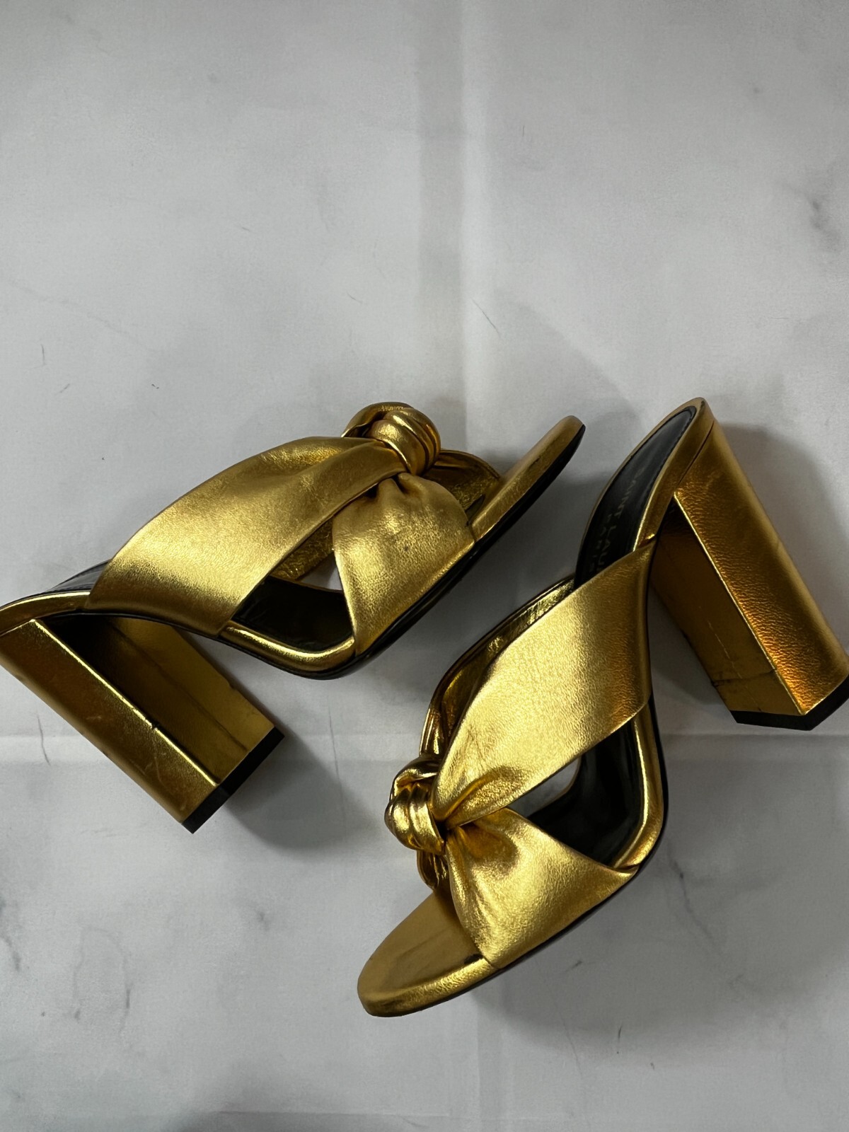 SANDALI SCIVOLO METALLICO ORO SAINT LAURENT TAGLIA 36